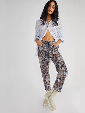 Free People City Slouch Printed Cord Pants | Medium